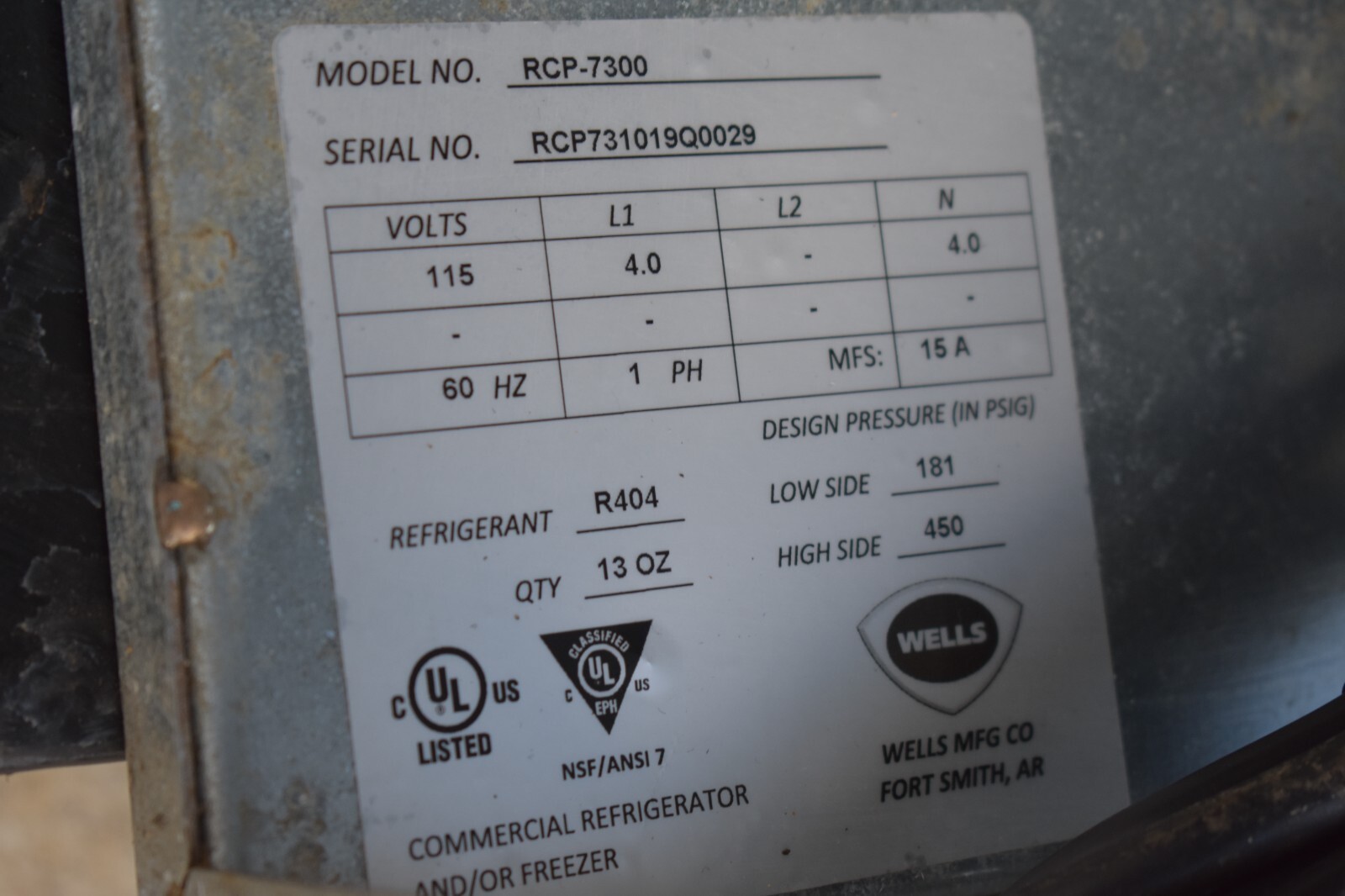 WELLS 50-RCP7300-120 46" DROP-IN REFRIGERATOR COLD WALL FOOD WELL 120V