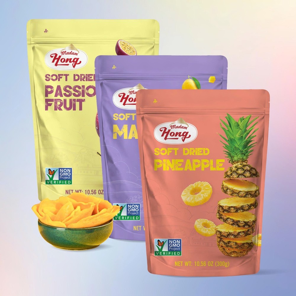 Soft Dried Fruit Combo (Mango, Passion Fruit & Pineapple) – 3 Pack 300g (31.7oz)