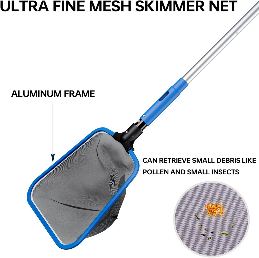 Deluxe Swimming Pool Cleaning Kit Including Half-Deep Fine Mesh Pool L