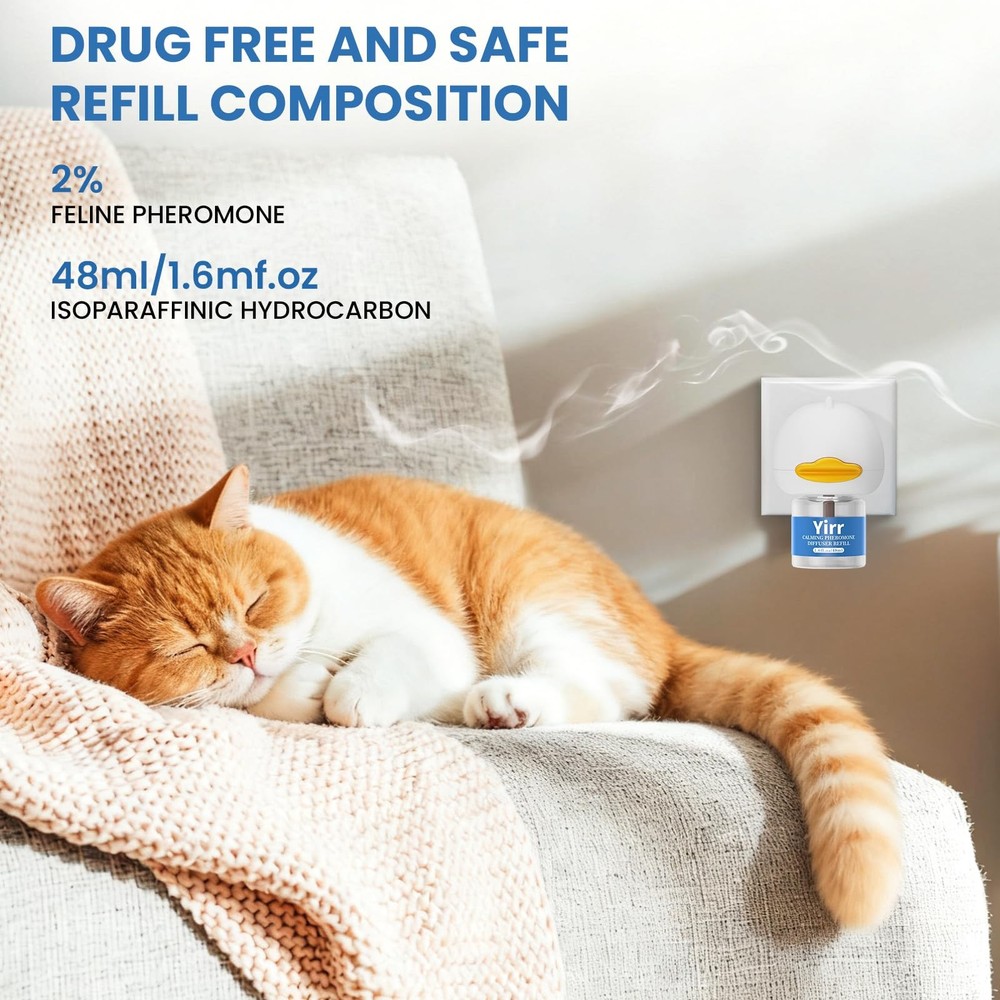 Yirr Cat Calming Diffuser, 4 in 1 Kitten Pheromones 2Diffuser 2Refill