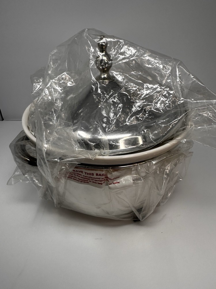 VTG FB Rogers Silver Plated Footed Casserole Dish w/Ceramic Insert