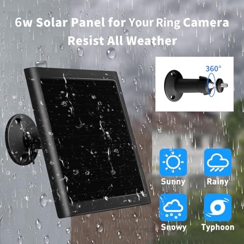 6W Solar Panel Charger for Ring Camera, Compatible with Ri ng Stick Black 2Pack