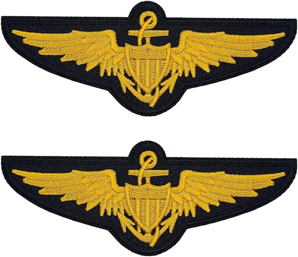 Naval Aviator Pilot Wings Navy Pilot Morale Patch  - 2PC Bundle -4.0 X 1.5 HOOK