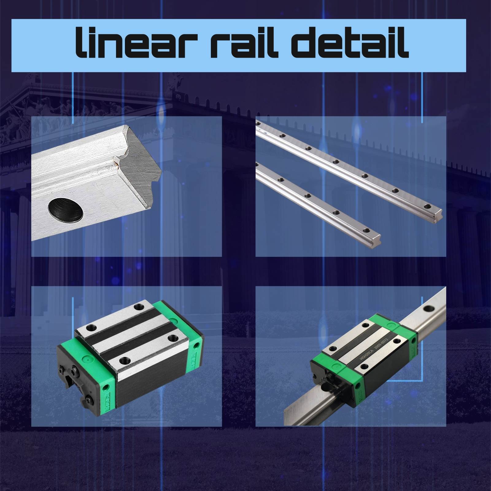 2PCS HGR15/HGR20/HGR25 Linear Guide Rail 200-2200mm+4PCS HGH15/20CA Slide Block