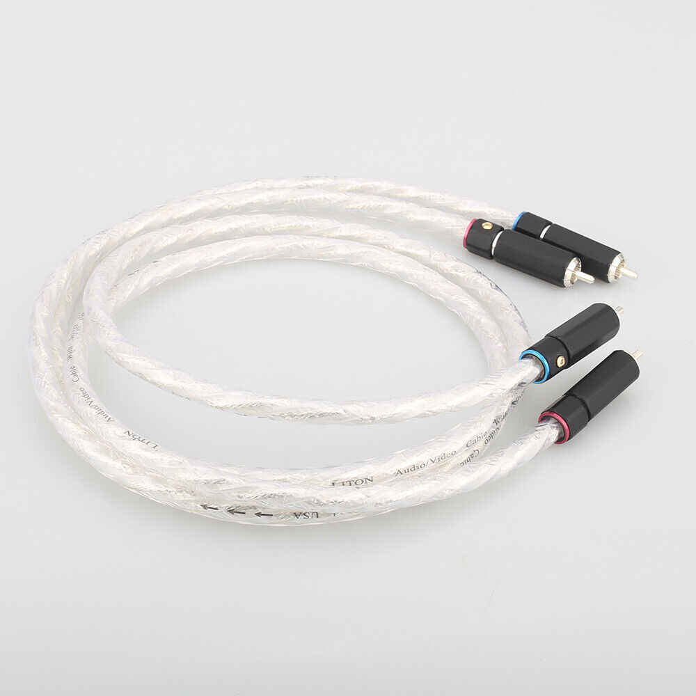 high-end OCC Silver Plated audio wire 2RCA plug cable HIFI audio amplifier cable