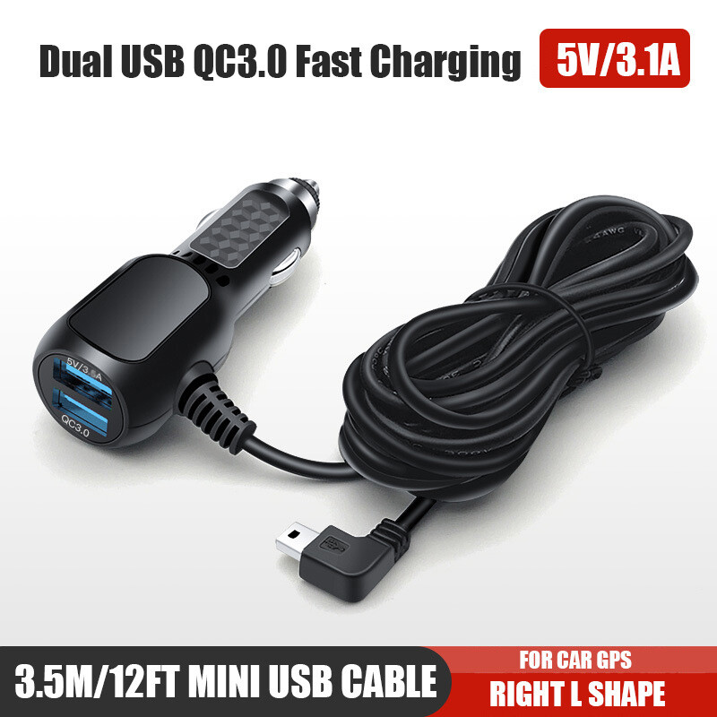 QC3.0 Car Charger Power Cord For Garmin Nuvi 50LM/T 55 LM/T 65 LM/T GPS Dash Cam