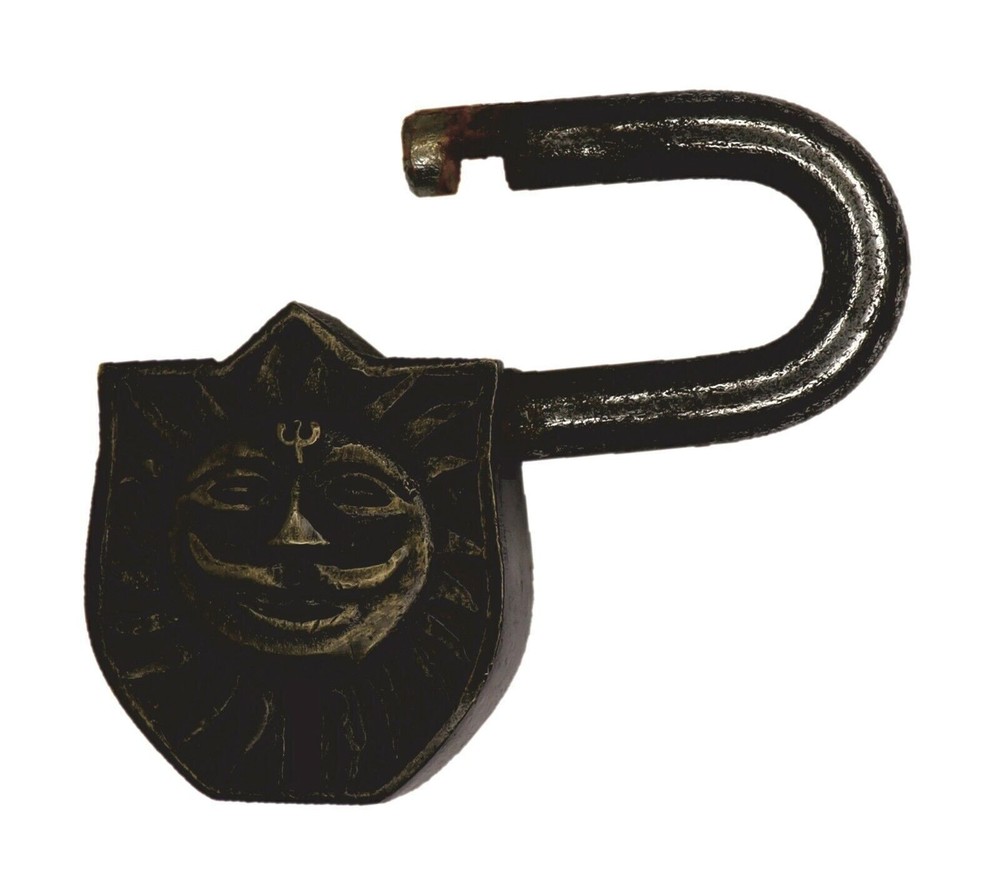 Lord Sun Engraved Security Door Lock Antique Style Handmade Solid Brass Padlock
