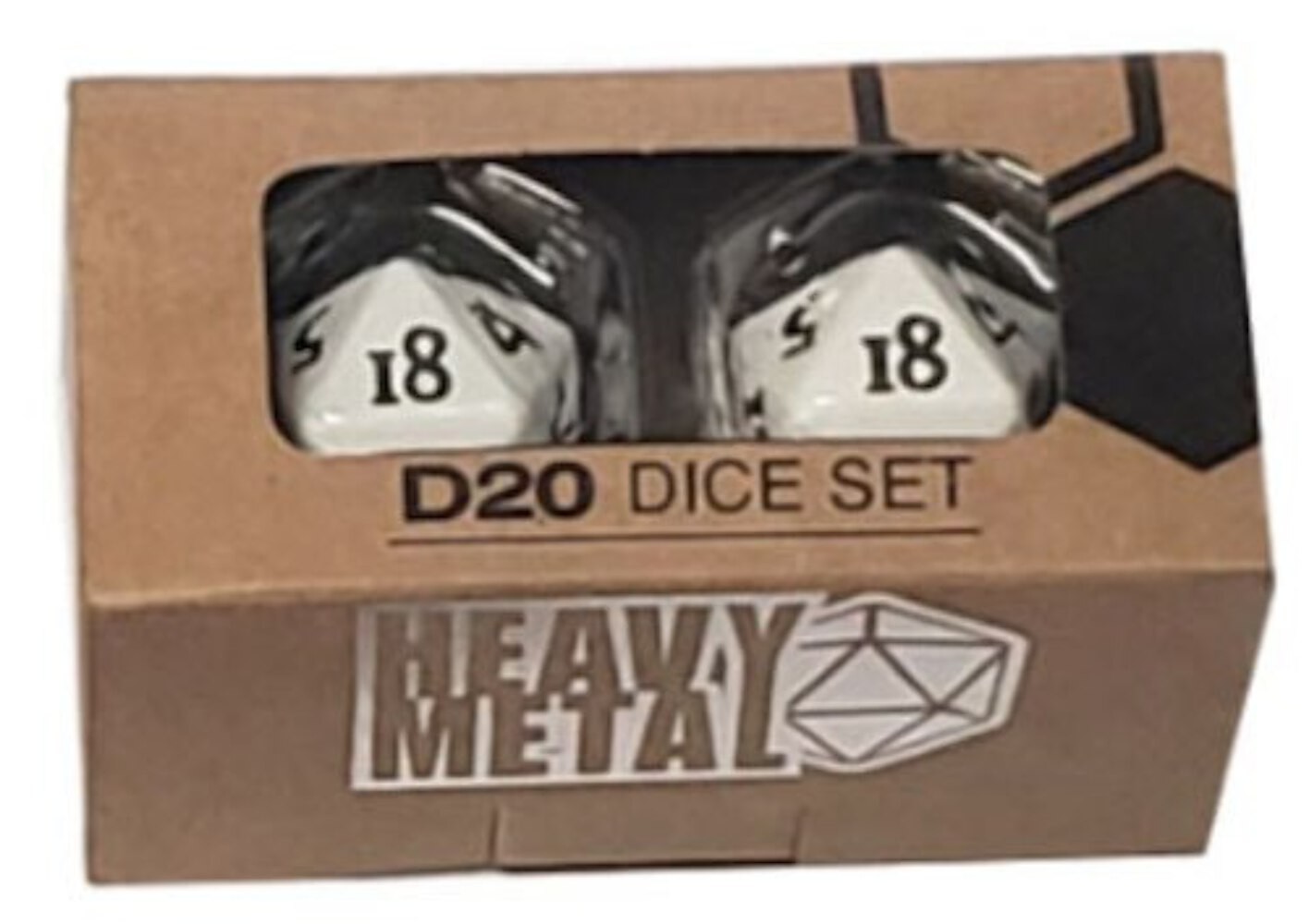 Ultra Pro - D20 Heavy Metal Dice Set of two (2) - White Metal Finish
