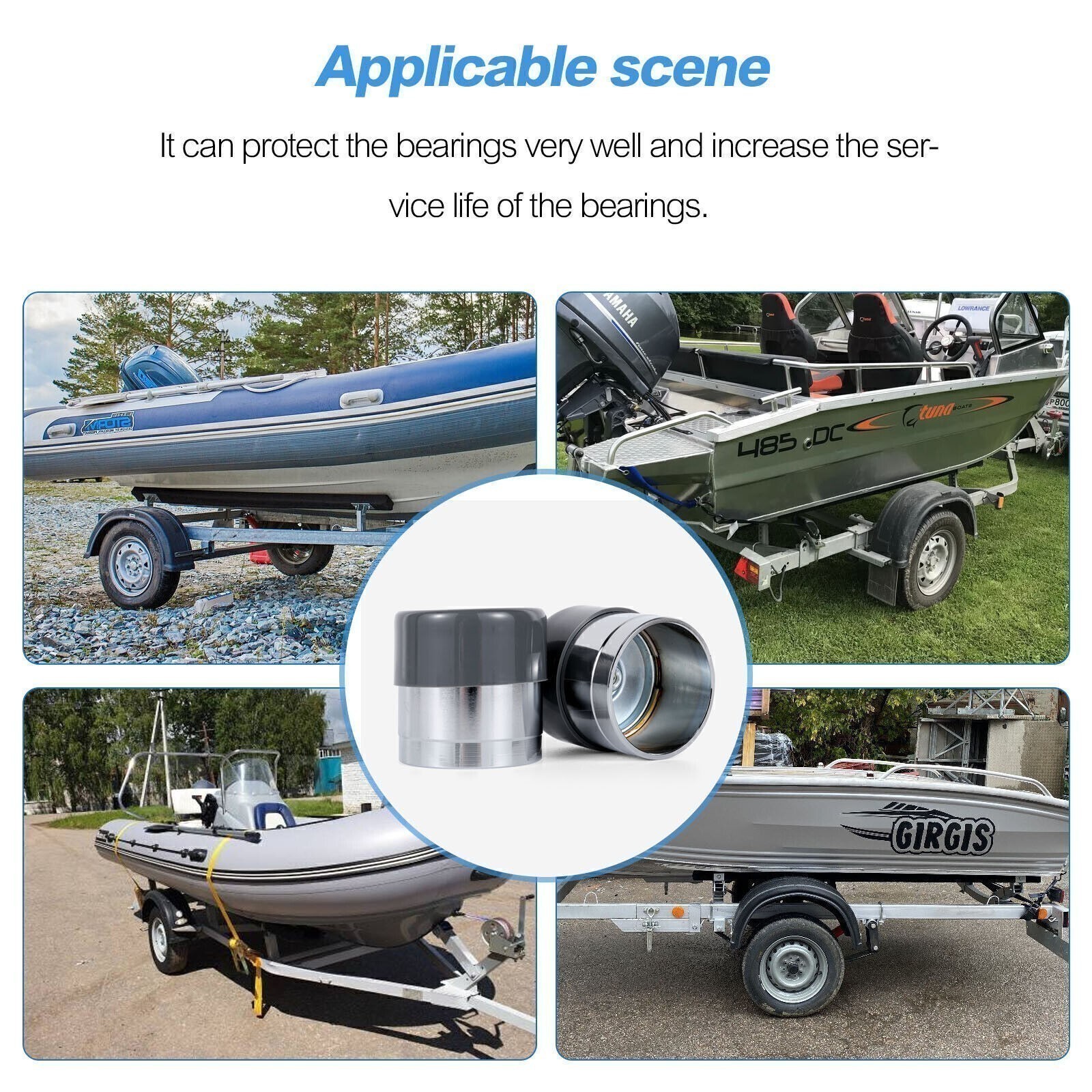 2 PCS Wheel Bearing Buddy 1.98 Inch Bearing Protectors Chrome For Trailer Boat