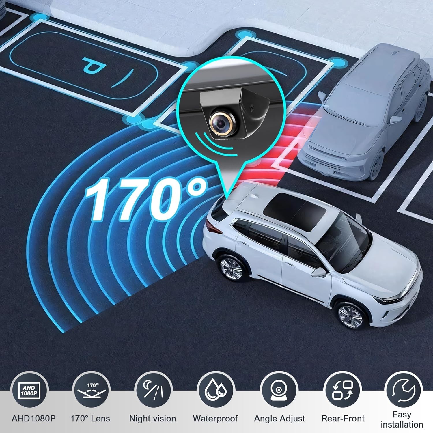 1080P AHD Car Rear View Reverse Camera Parking Backup Night Vision Waterproof