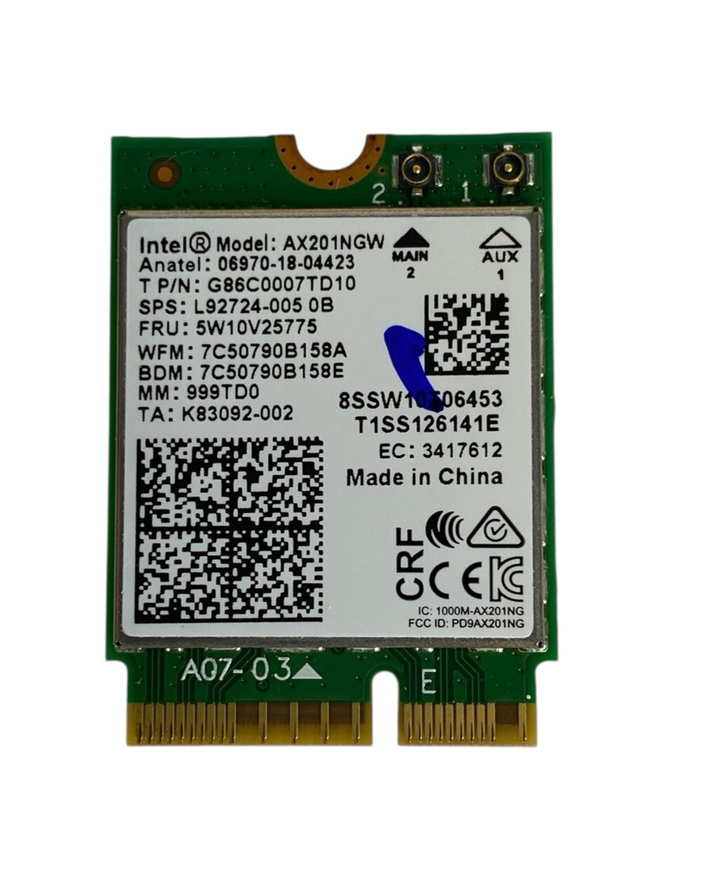 Lenovo Wireless LAN Wi-Fi Card 5W10V25775 Bluetooth Intel (AX201NGW) For Laptop