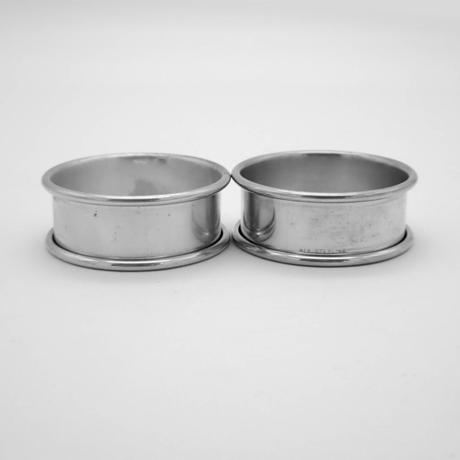 Narrow Plain Napkin Rings Pair Web Sterling Silver