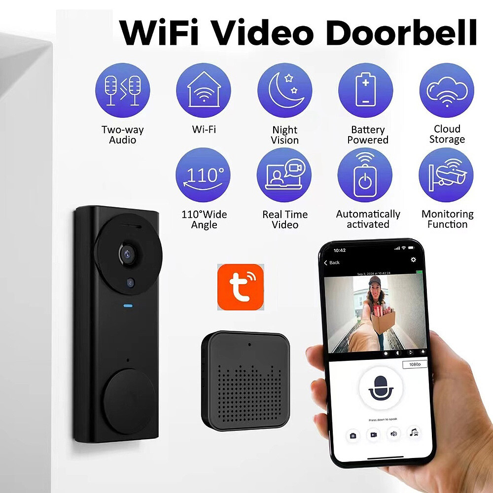 Smart Wifi Ring Doorbell Security Intercom Night Vision Video Camera Door Bell