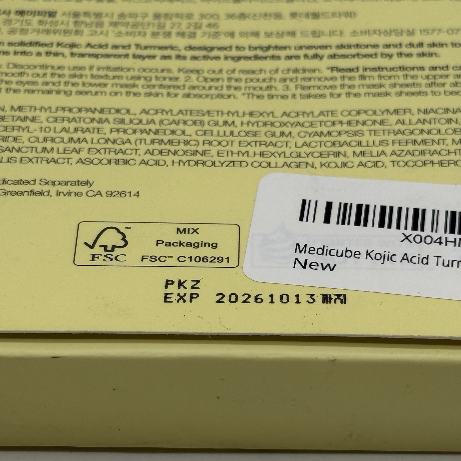 Medicube Kojic Acid Turmeric Brightening Gel Mask 4 Pack 28g 0.98 oz Each NIB