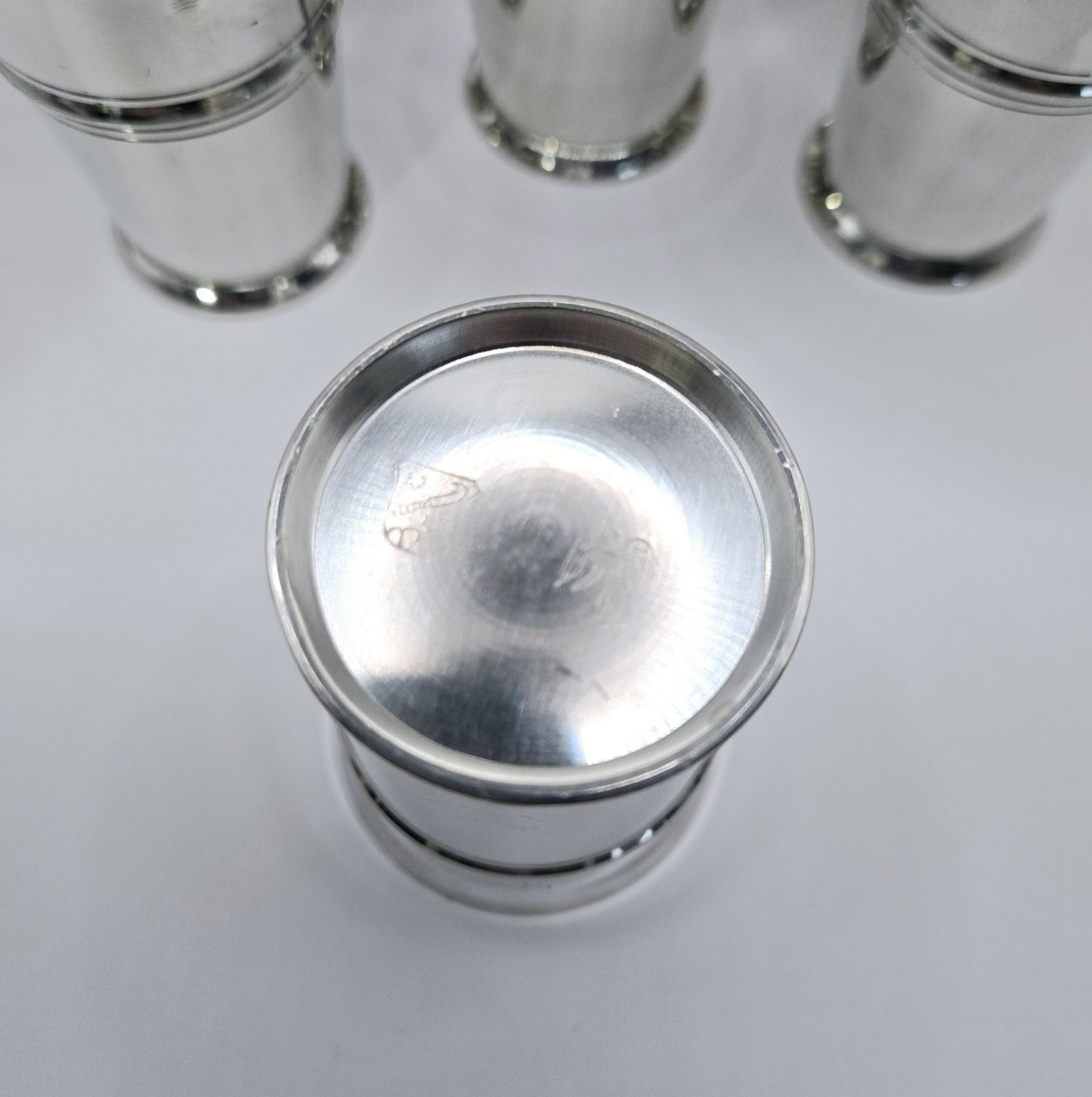 Renaissance Shot Goblets 3" Vintage Stainless Steel Barware Set Of 8 Enscribed