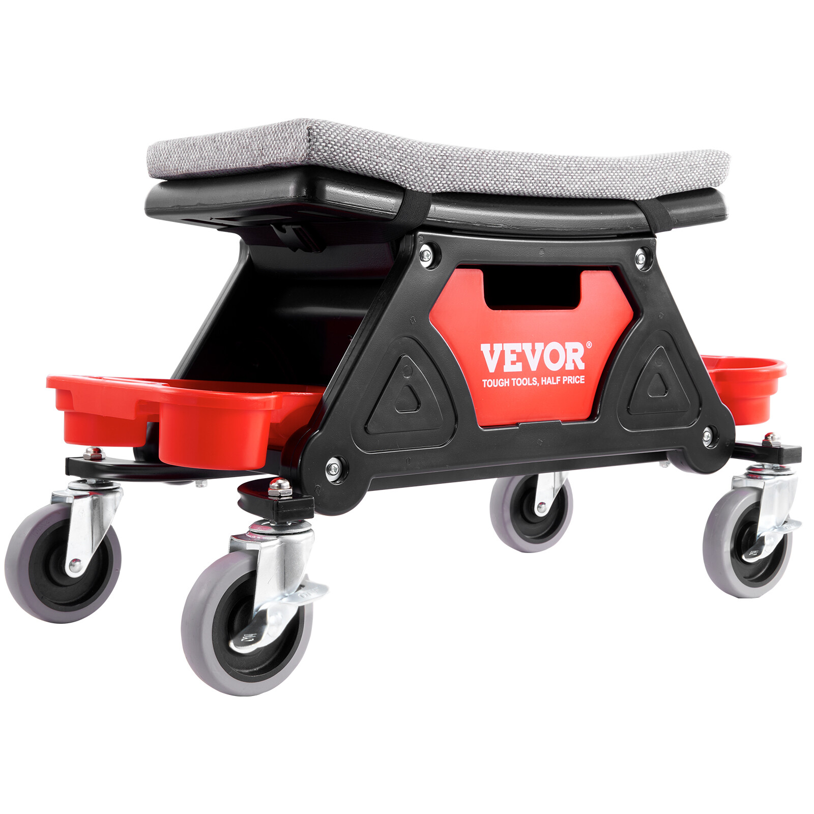 VEVOR Mechanic Stool Creeper Seat 300lb Rolling Shop Stool with Tool Trays