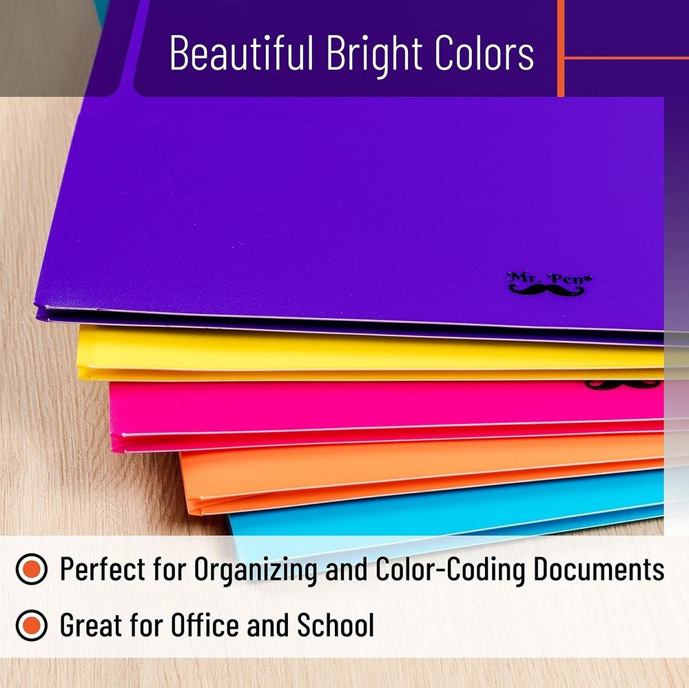 - Plastic Folders W/ Pockets 5 pcs Assorted Colors Folders W/ Pockets