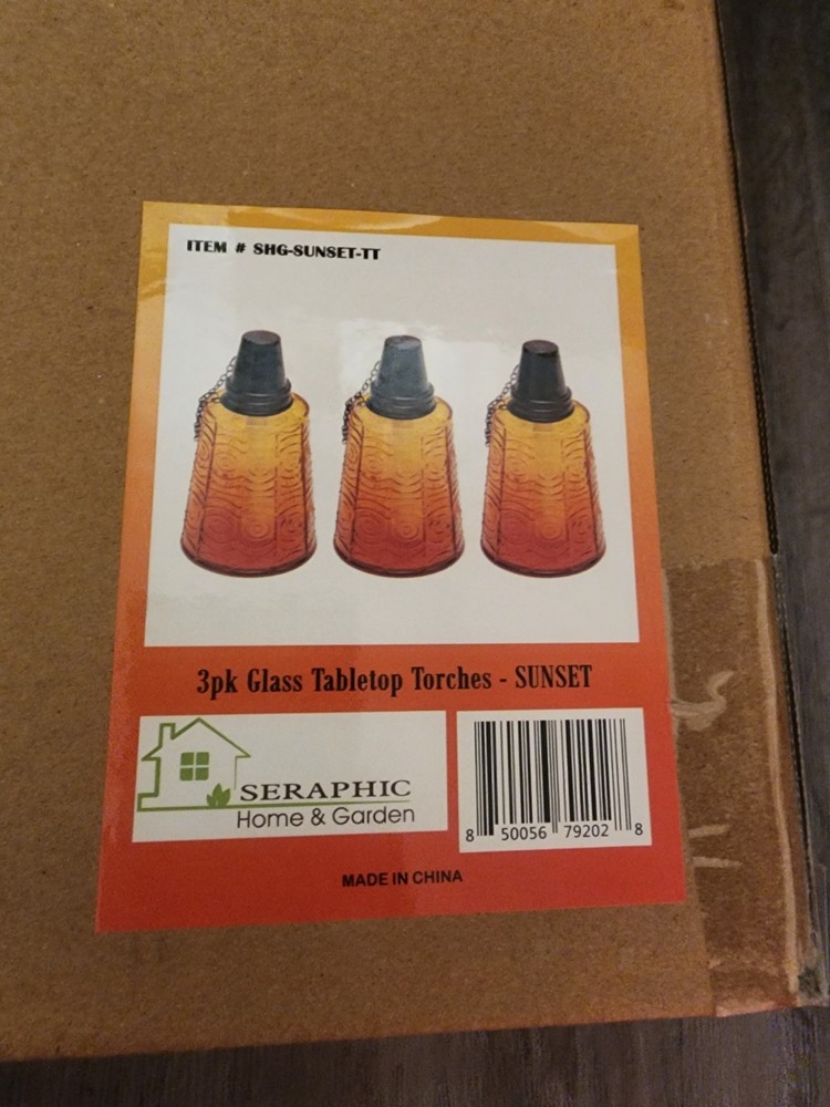 Sheraphic NIB 3 Pak SHG Sunset Tabletop Torches