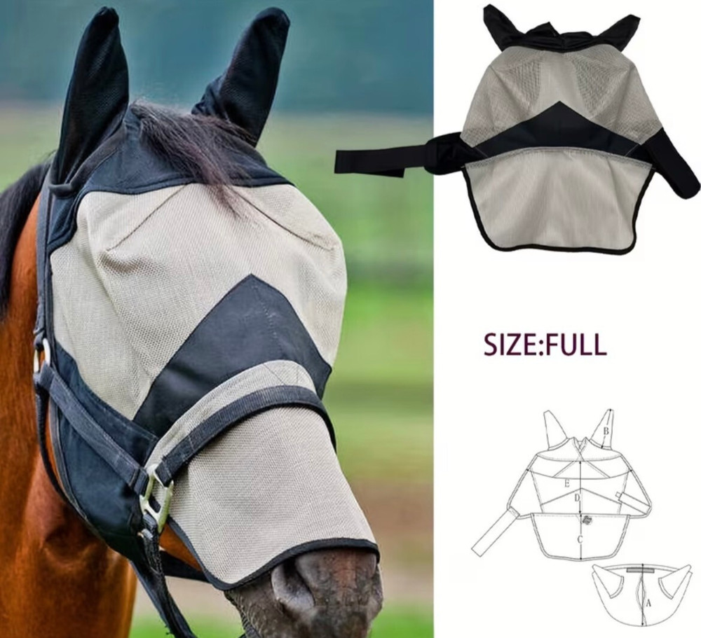 Horse Fly Mask with Long Nose | Full Coverage | Polyester | Full Size