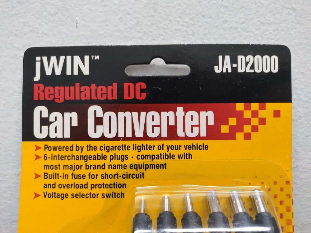 JWin Regulated DC Car Converter with 6 Interchangeable Plugs & Voltage Selector