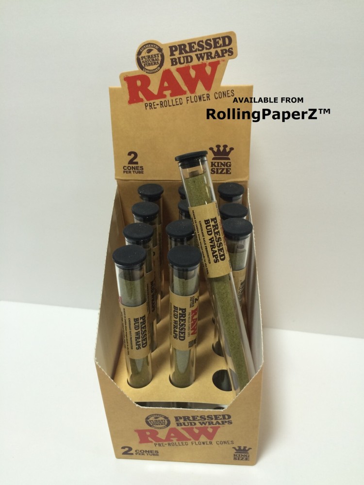 ONE TUBE/ RAW KING SIZE PRESSED BUD WRAP CONES - POST EXTRACT 2 Pre Rolled Cones