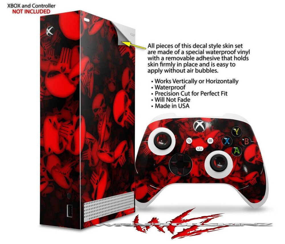 Skins XBOX Series S Console Controller Skulls Confetti Red