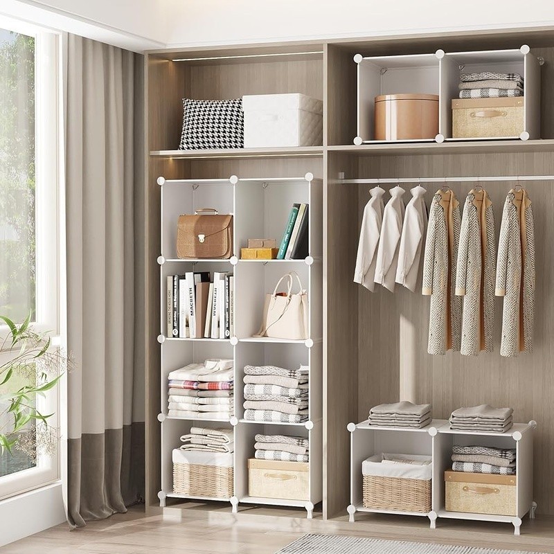 16 Cube Portable Closet Clothes Organizer Shelving Bedroom Wardrobe Stackable