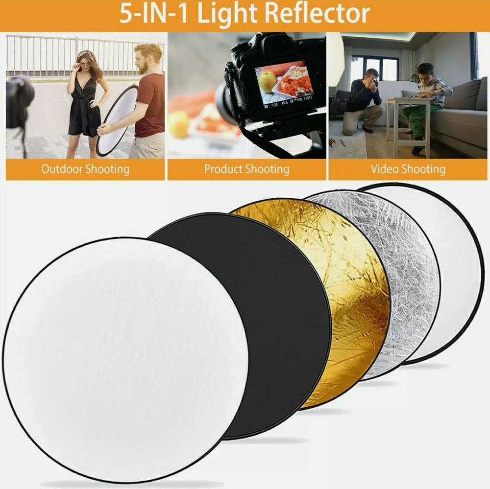 42" 5In1 Photography Round Light Reflector Collapsible Multi Disc Light Diffuser