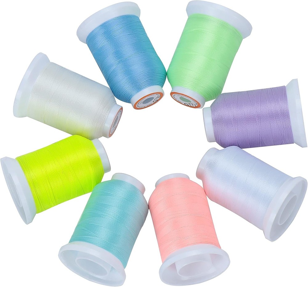 Glow Embroidery Thread – 8 Colors 500M Spools