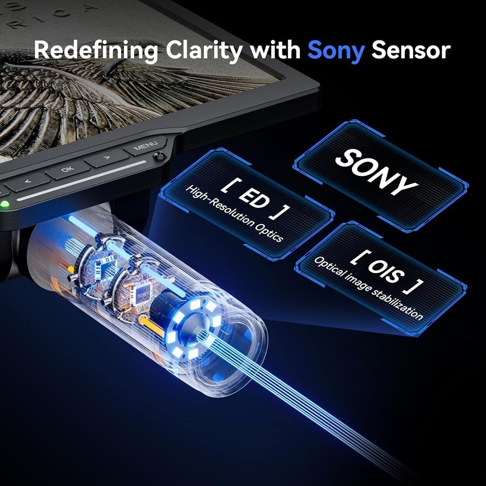 TOMLOV DM202 Max Digital Microscope 1500x HDMI Soldering Microscope 10.1"Screen