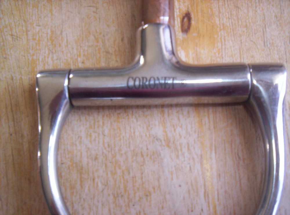Used Coronet SS Dee Ring Snaffle Bit 5 1/2" Mouth w/ Copper & SS Rollers