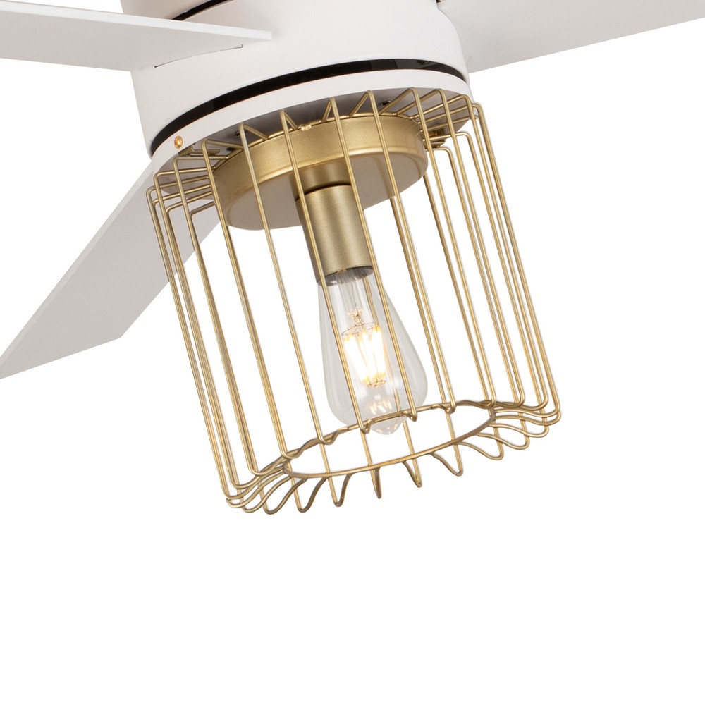 Modern 48 In. LED Indoor White Ceiling Fan W/ Light Kit and Remote Controller