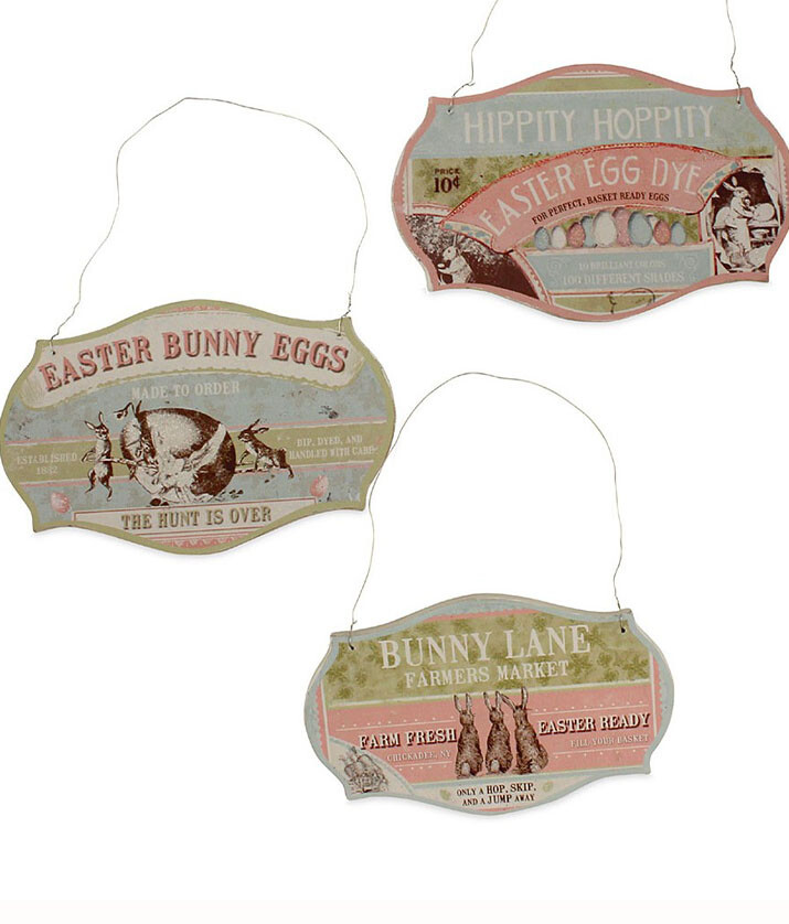 Bethany Lowe Easter Sign Ornament Set - 3 Pieces