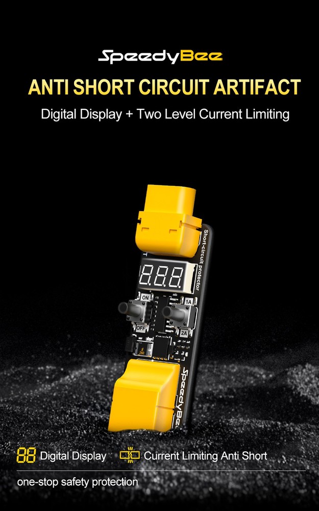 SpeedyBee Anti Short Circuit Module 1A/2A Current Limiting For RC Flight Stack