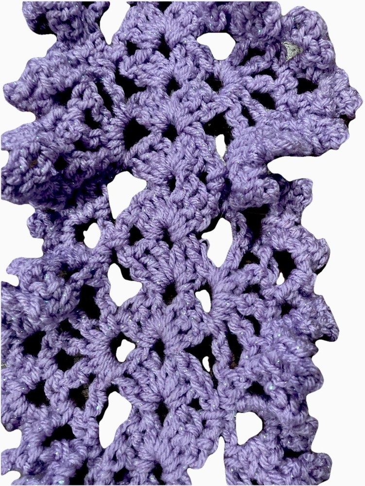 Hand Crocheted Purple Ruffled Scarf