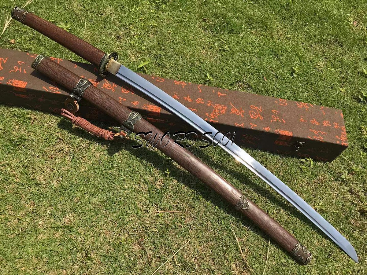 Japanese Gunto Military Saber Sakura Katana T10 Steel Rosewood Samurai Sword