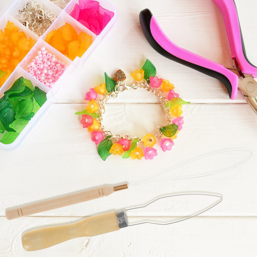 5 Pcs Wood Pulling Hook Tool Bundle for Beard Beads & Hair Extensions