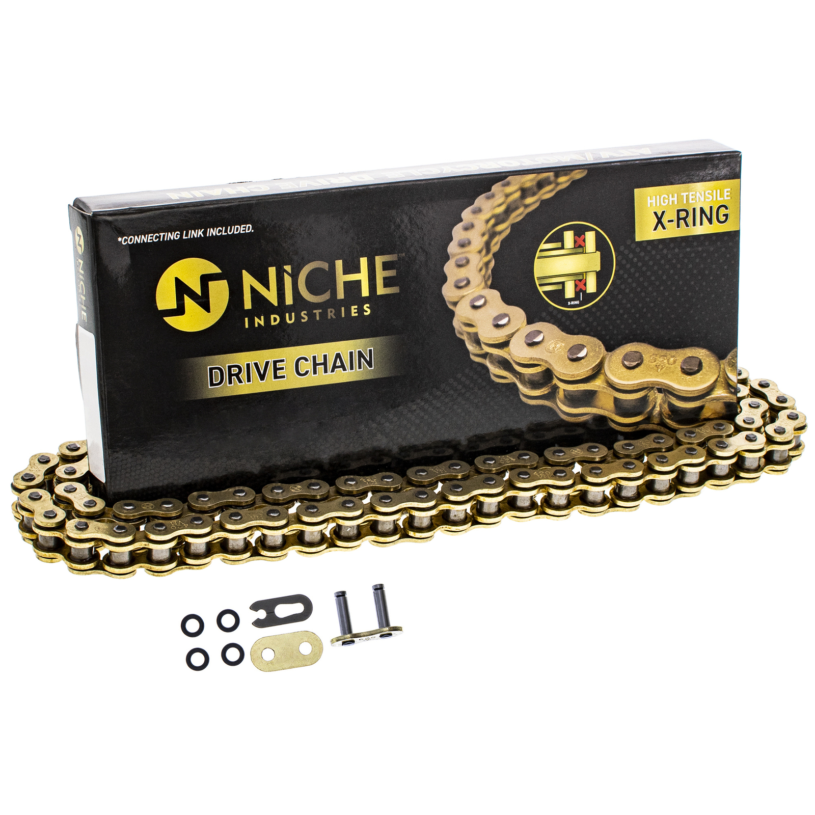 NICHE Gold 420 X-Ring Chain 108 Links With Connecting Master Link Motorcycle