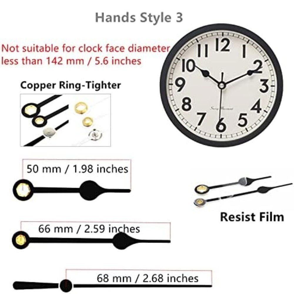 Pendulum Clock Movement 12888 with 3 Hand Sets for Panel Thickness 4 8mm