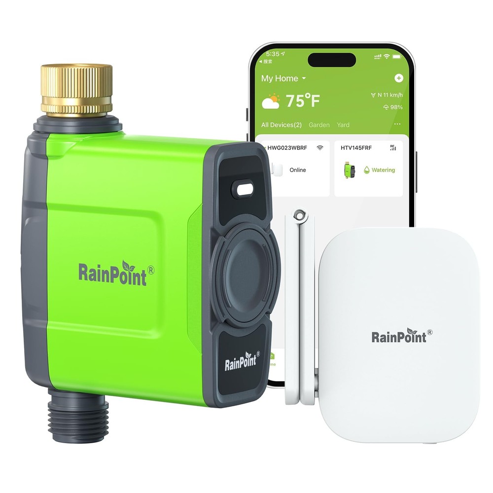 RAINPOINT WiFi Water Timer for Garden Hose, Sprinkler Controller, Green