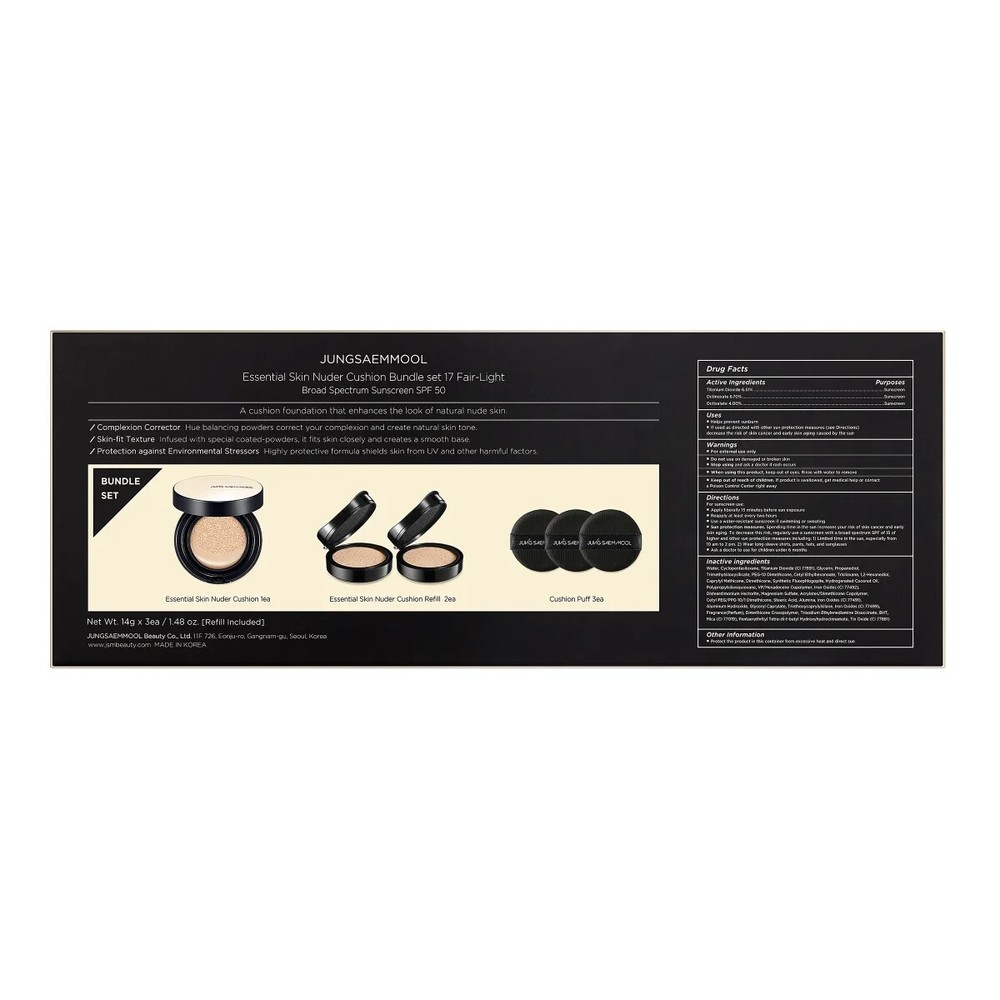 Jung Saem Mool Essential Skin Nuder Cushion Bundle set 14g +(2) Refill Medium