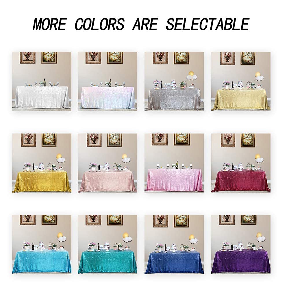 JYFLZQ Baby Blue Sequin Tablecloth 90" x 132" Rectangular Sparkly Drape Table...