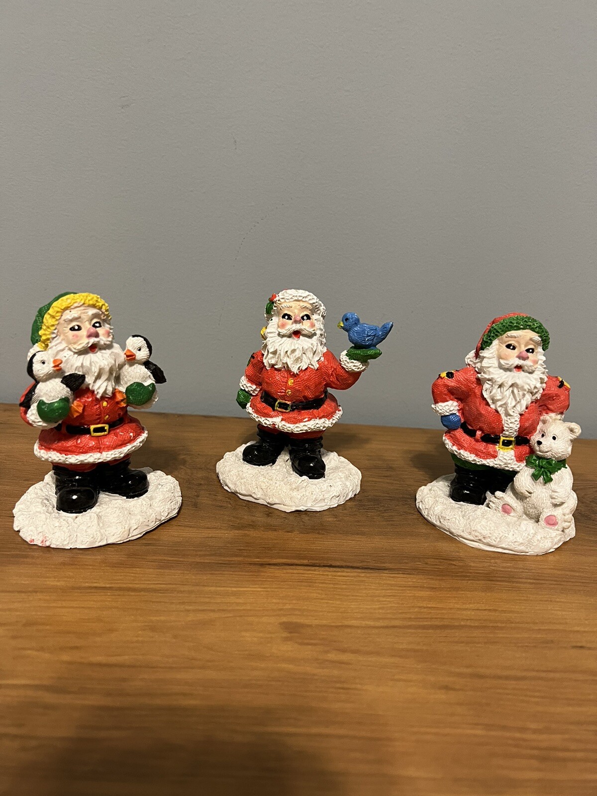 Santa & Friends Lot Of 3 Christmas Figurines 1998 By Hermitage Pottery 4.5”