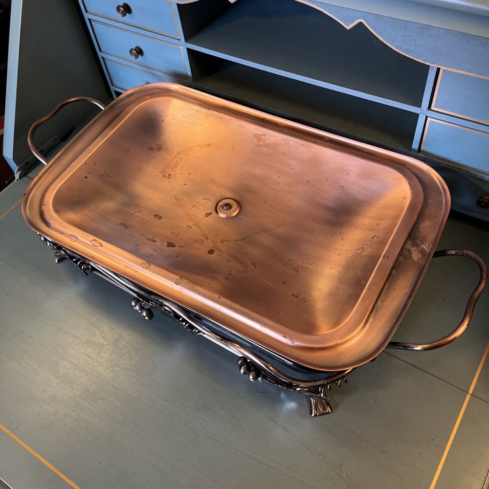 MARINEX Brazil, Glass & Copper Rectangular Buffet, Casserole Dish Serving Tray