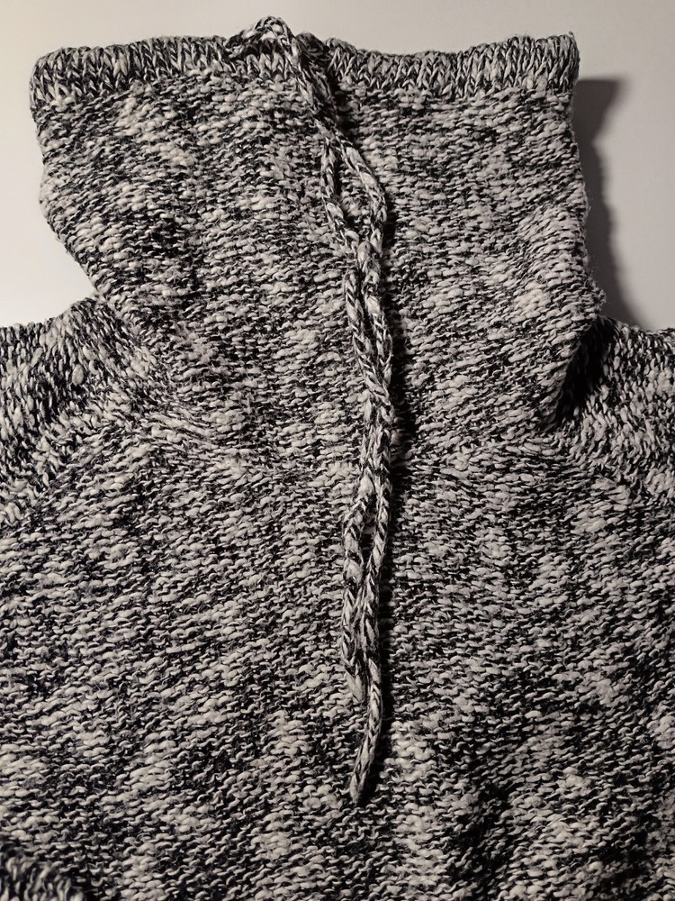 Chaps Vintage Jumper Size Medium Grey Knit Pullover High Fold Over Collar Unisex