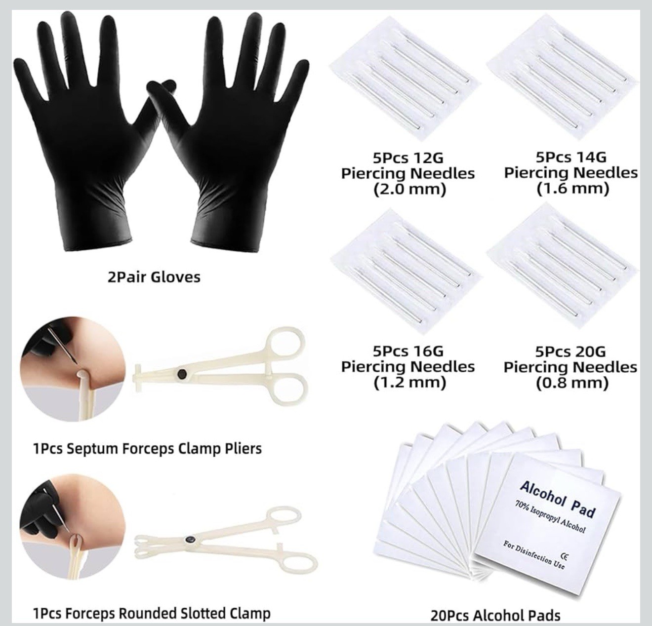 154PCS Professional Piercing Kit, EO Sterilized, Wholesale – Min 2 Boxes