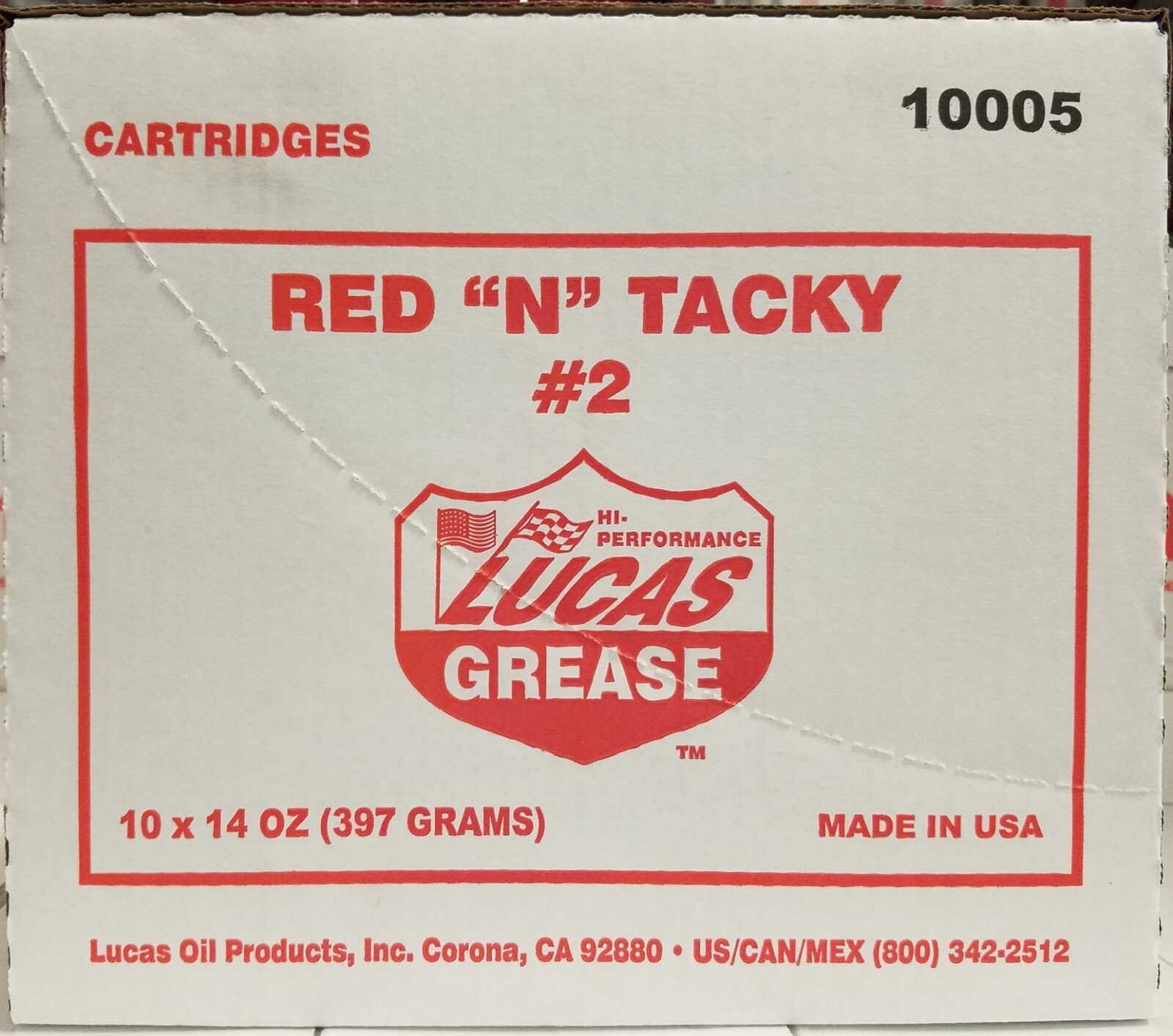 10 Pack Lucas Oil 10005 Red "N" Tacky Grease; (10) 14oz tubes