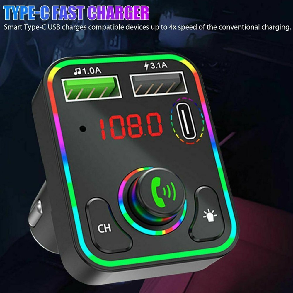 Fast Car Charger USB Cigarette Lighter Socket 2-Port Adapter Bluetooth FM MP3