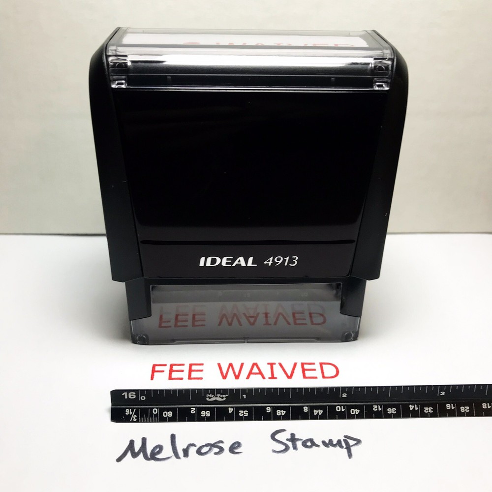 Fee Waived Rubber Stamp Red Ink Self Inking Ideal 4913
