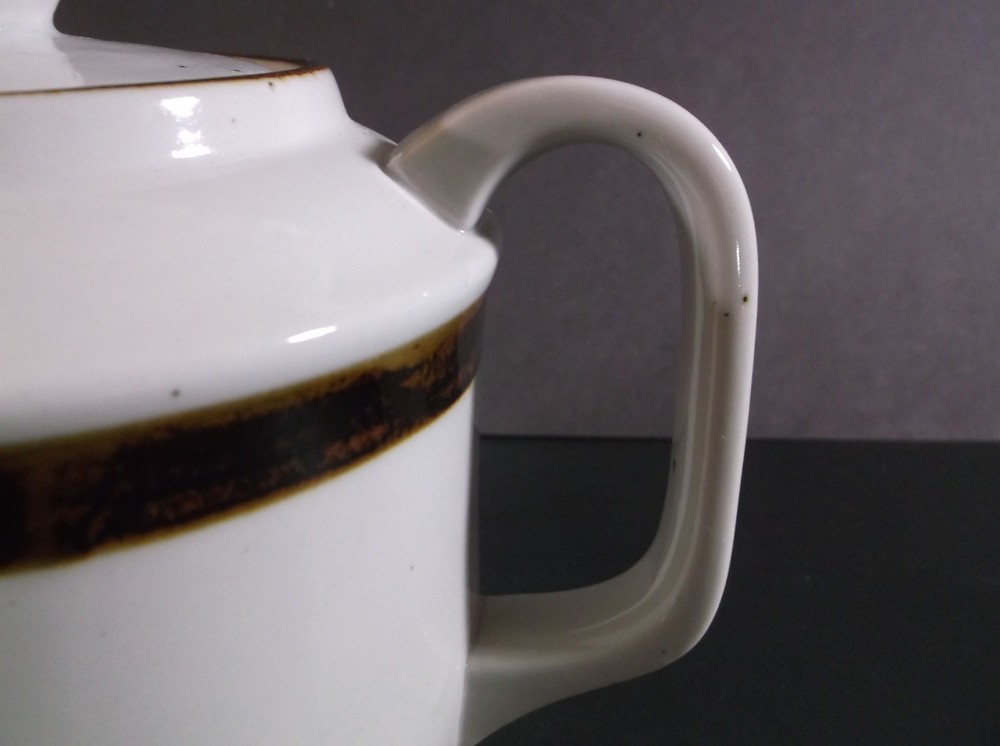 Lauffer brown banded stoneware 1 quart teapot